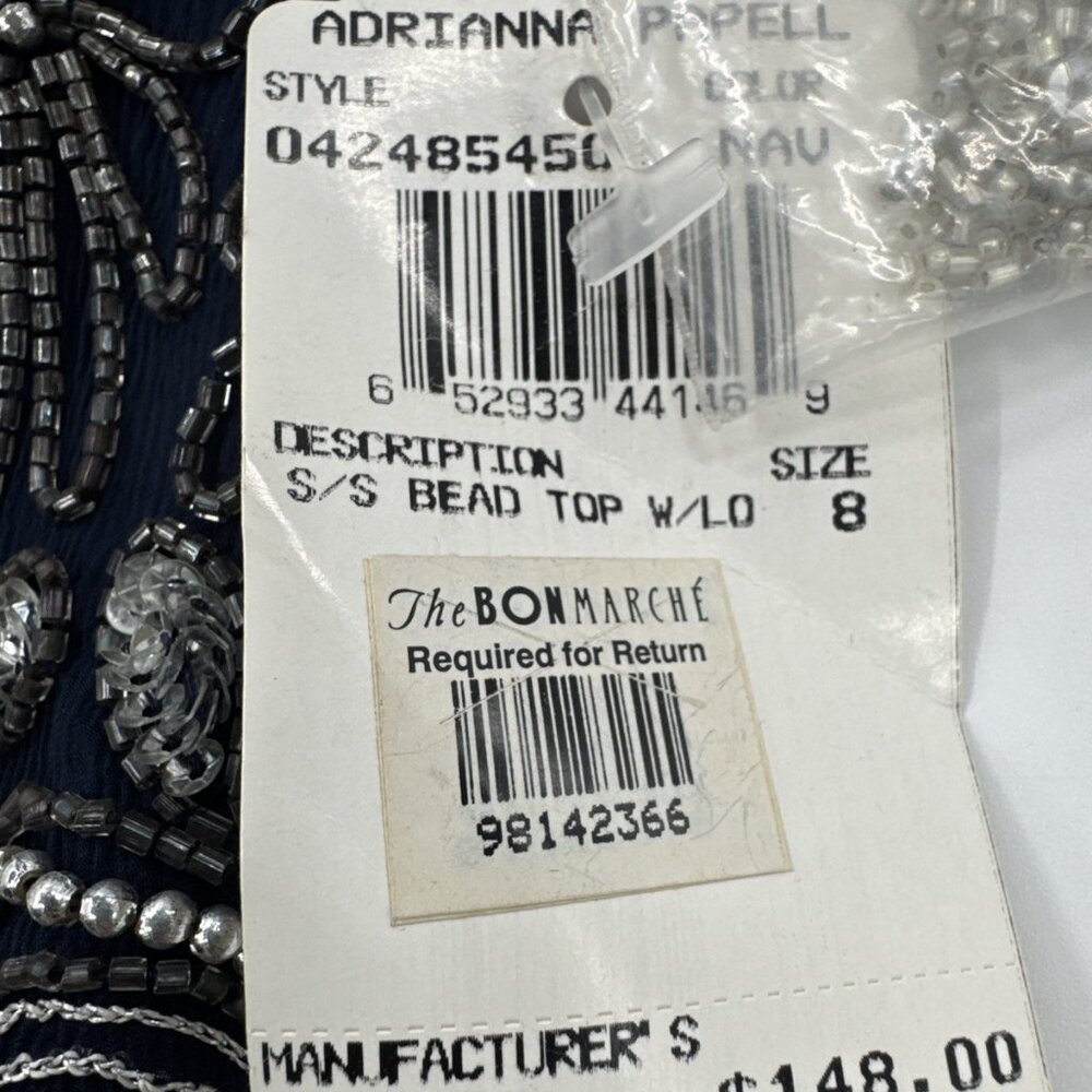 Adrianna Papell Silk Sequin Beaded Top Shirt Womens 8 Evening Cocktail $148 NEW - Picture 3 of 14